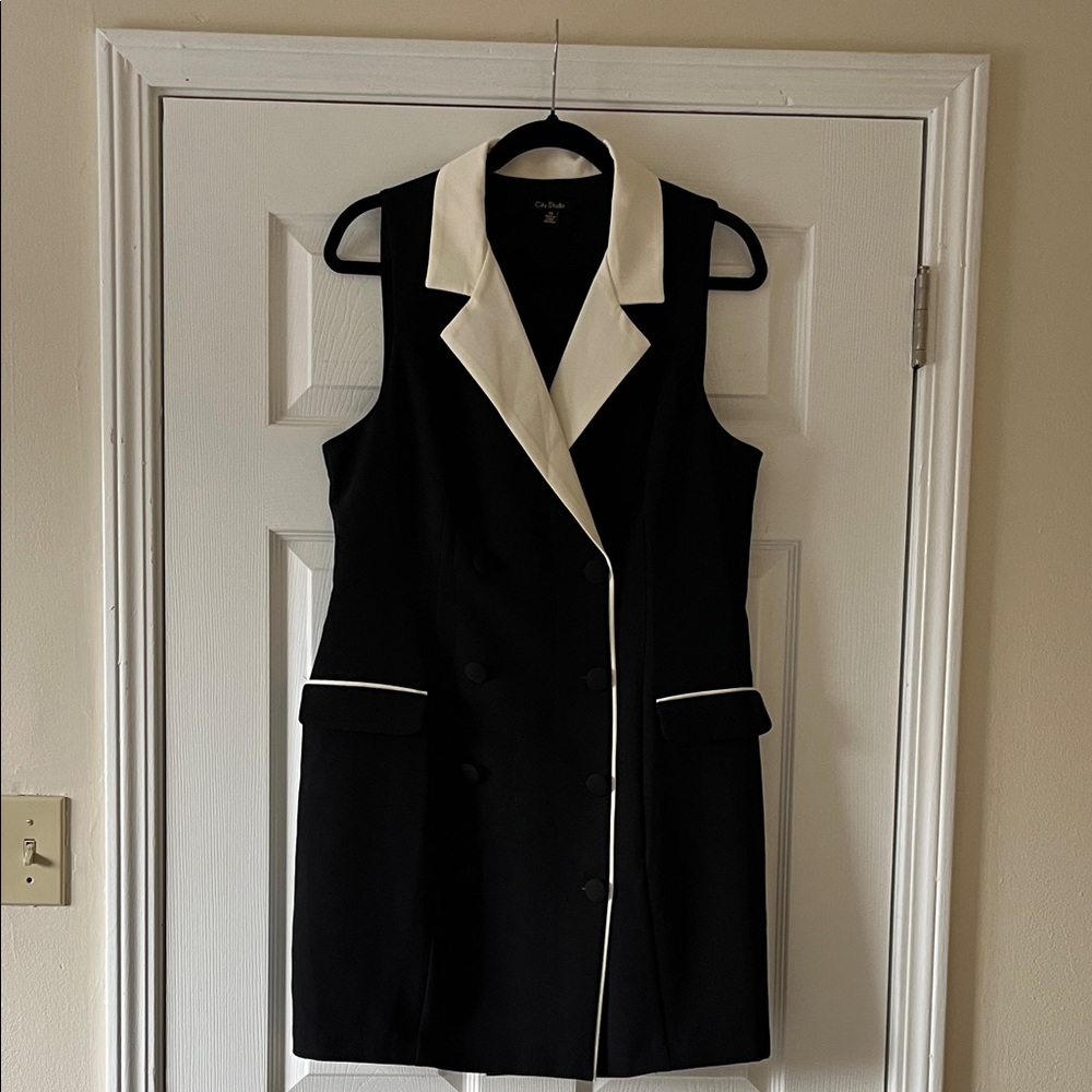 City Studio Black and Cream Dress